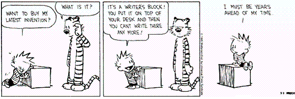 Calvin on writer's block